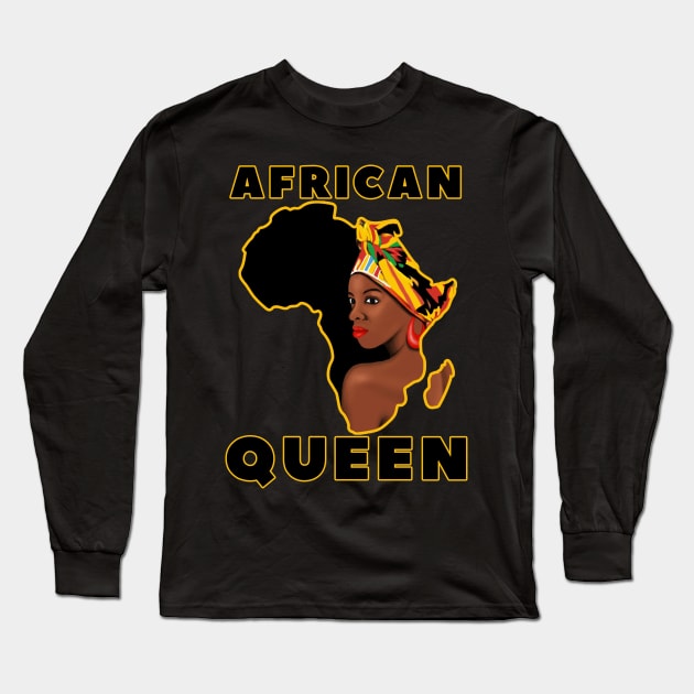 African Queen Melanin Afro Black History Long Sleeve T-Shirt by Merchweaver